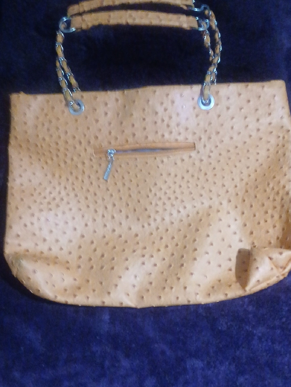 Structured Tan Tote with Chain-Link Handles